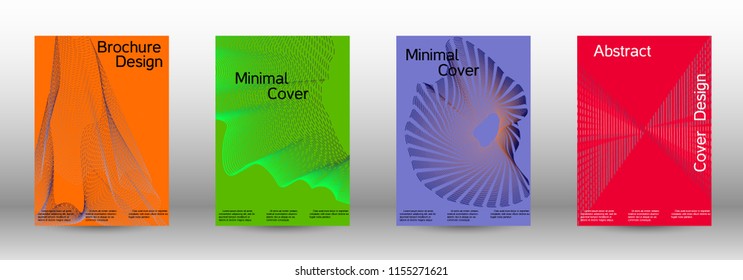 Cover design template set of a  with abstract gradient linear waves.Fashionable style. The background with is suitable for creating a banner, poster, booklet, catalog.