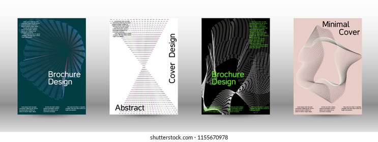 Cover design template set of a with abstract gradient linear waves. Fashionable style.  Suitable for creating a fashionable abstract cover, banner, poster.