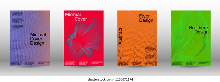 Cover design template set of a  with abstract gradient linear waves.Fashionable style. The background with is suitable for creating a banner, poster, booklet, catalog.