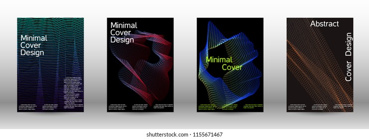 Cover design template set of a with abstract gradient linear waves. Fashionable style.  Sound flyer for creating a fashionable abstract cover, banner,poster.