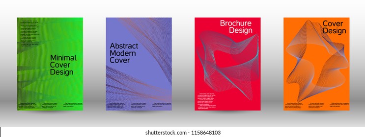 Cover design template set of a  with abstract gradient linear waves.Fashionable style. The background with is suitable for creating a banner, poster, booklet, catalog.