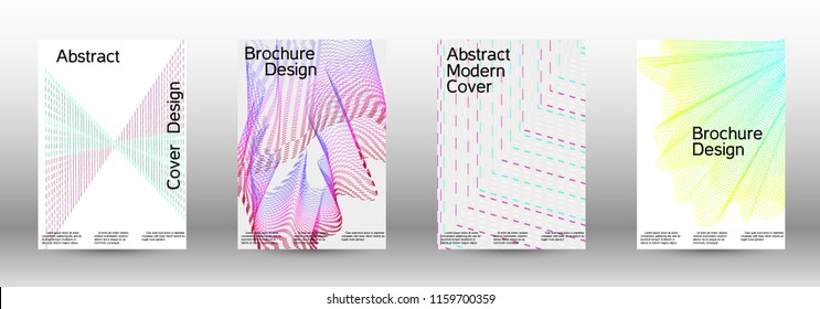 Cover design template set of a with abstract gradient linear waves. Fashionable style.  Sound flyer for creating a fashionable abstract cover, banner,poster.