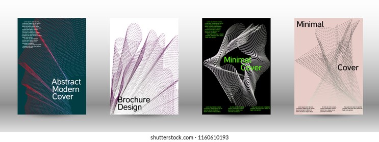 Cover design template set of a with abstract gradient linear waves. Fashionable style.  Suitable for creating a fashionable abstract cover, banner, poster.