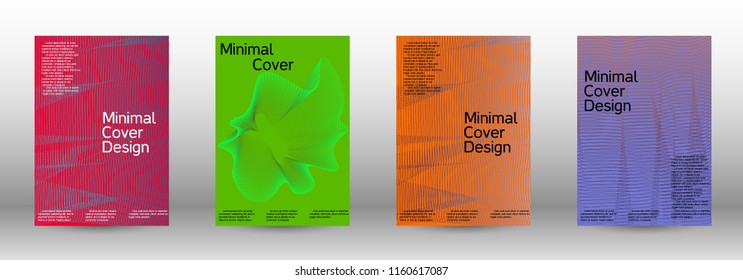 Cover design template set of a  with abstract gradient linear waves.Fashionable style. The background with is suitable for creating a banner, poster, booklet, catalog.