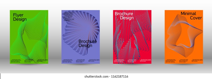 Cover design template set of a  with abstract gradient linear waves.Fashionable style. The background with is suitable for creating a banner, poster, booklet, catalog.