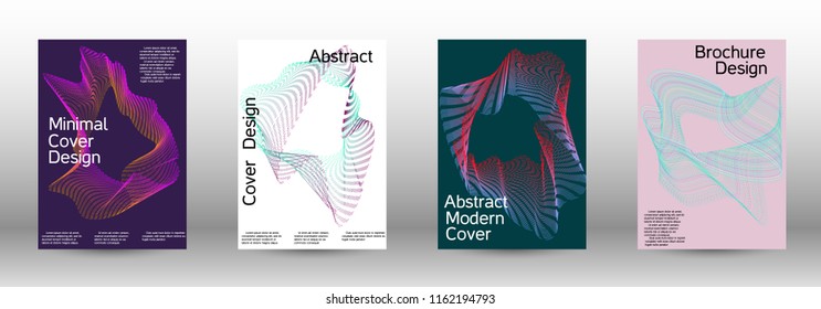 Cover design template set of a with abstract gradient linear waves. Fashionable style.  Suitable for creating a fashionable abstract cover, banner, poster.