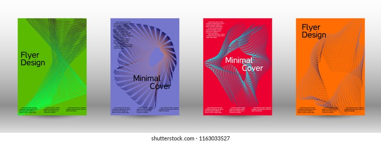 Cover design template set of a  with abstract gradient linear waves.Fashionable style. The background with is suitable for creating a banner, poster, booklet, catalog.