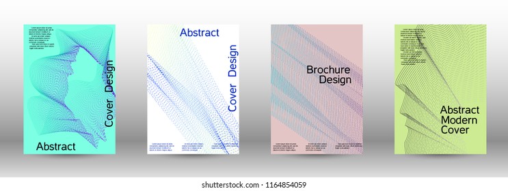 Cover design template set of a with abstract gradient linear waves. Fashionable style.  Sound flyer for creating a fashionable abstract cover, banner,poster.