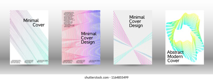 Cover design template set of a with abstract gradient linear waves. Fashionable style.  Sound flyer for creating a fashionable abstract cover, banner,poster.