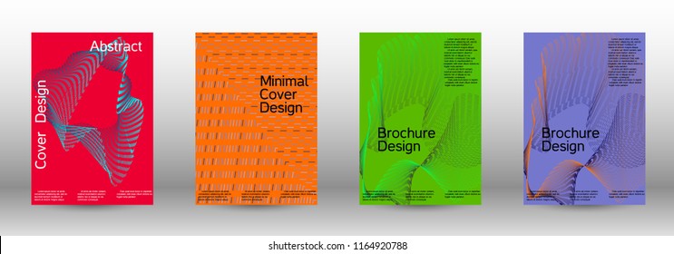 Cover design template set of a  with abstract gradient linear waves.Fashionable style. The background with is suitable for creating a banner, poster, booklet, catalog.