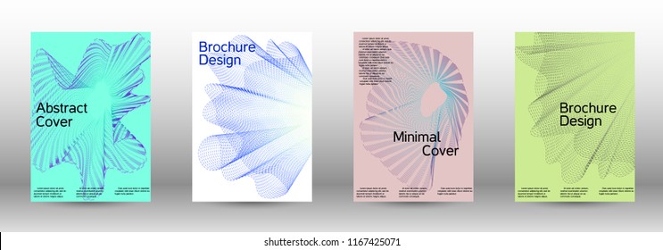 Cover design template set of a with abstract gradient linear waves. Fashionable style.  Sound flyer for creating a fashionable abstract cover, banner,poster.