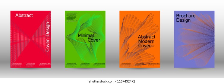 Cover design template set of a  with abstract gradient linear waves.Fashionable style. The background with is suitable for creating a banner, poster, booklet, catalog.