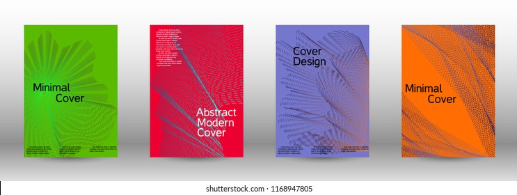Cover design template set of a  with abstract gradient linear waves.Fashionable style. The background with is suitable for creating a banner, poster, booklet, catalog.