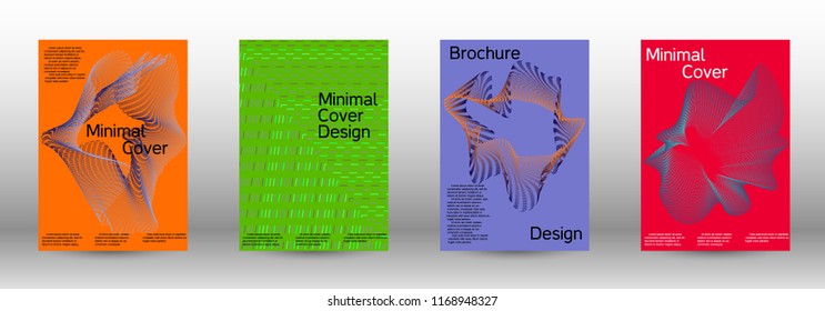 Cover design template set of a  with abstract gradient linear waves.Fashionable style. The background with is suitable for creating a banner, poster, booklet, catalog.