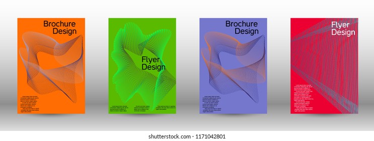 Cover design template set of a  with abstract gradient linear waves.Fashionable style. The background with is suitable for creating a banner, poster, booklet, catalog.