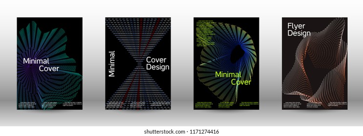 Cover design template set of a with abstract gradient linear waves. Fashionable style.  Suitable for creating a fashionable abstract cover, banner, poster.