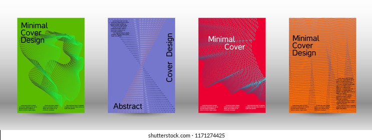 Cover design template set of a  with abstract gradient linear waves.Fashionable style. The background with is suitable for creating a banner, poster, booklet, catalog.