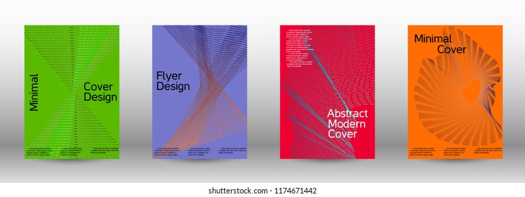 Cover design template set of a  with abstract gradient linear waves.Fashionable style. The background with is suitable for creating a banner, poster, booklet, catalog.