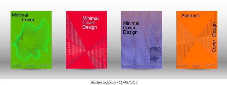 Cover design template set of a with abstract gradient linear waves. Fashionable style.  Suitable for creating a fashionable abstract cover, banner, poster.