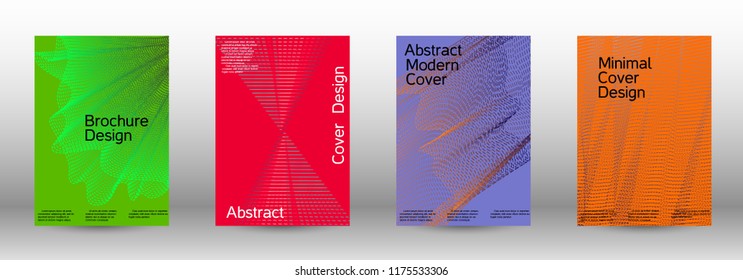 Cover design template set of a  with abstract gradient linear waves.Fashionable style. The background with is suitable for creating a banner, poster, booklet, catalog.