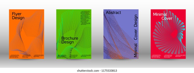 Cover design template set of a  with abstract gradient linear waves.Fashionable style. The background with is suitable for creating a banner, poster, booklet, catalog.
