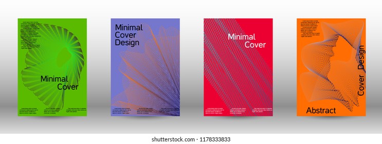 Cover design template set of a  with abstract gradient linear waves.Fashionable style. The background with is suitable for creating a banner, poster, booklet, catalog.