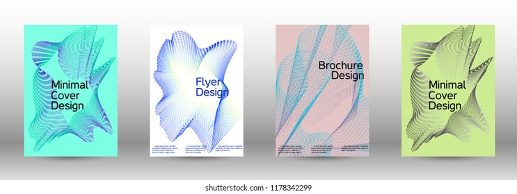 Cover design template set of a with abstract gradient linear waves. Fashionable style.  Sound flyer for creating a fashionable abstract cover, banner,poster.