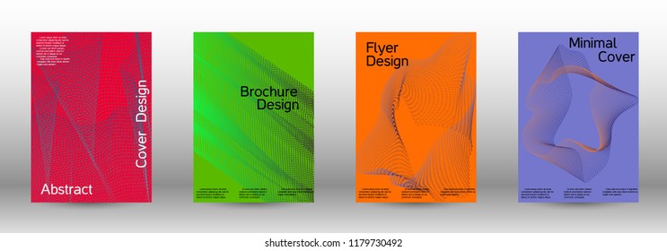 Cover design template set of a  with abstract gradient linear waves.Fashionable style. The background with is suitable for creating a banner, poster, booklet, catalog.