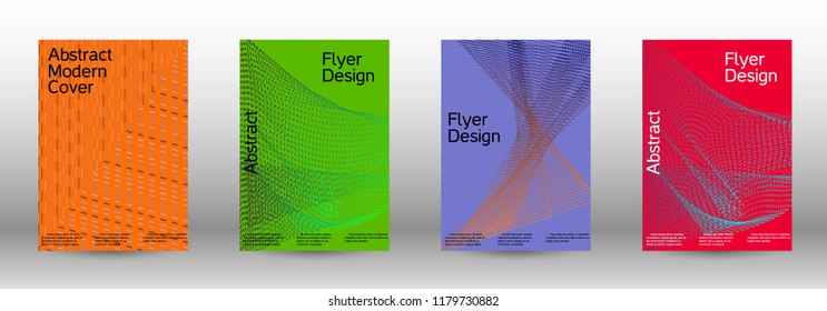Cover design template set of a  with abstract gradient linear waves.Fashionable style. The background with is suitable for creating a banner, poster, booklet, catalog.