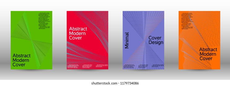 Cover design template set of a with abstract gradient linear waves. Fashionable style.  Sound flyer for creating a fashionable abstract cover, banner,poster.