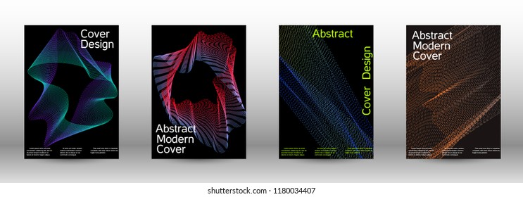 Cover design template set of a with abstract gradient linear waves. Fashionable style.  Suitable for creating a fashionable abstract cover, banner, poster.