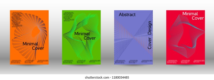 Cover design template set of a  with abstract gradient linear waves.Fashionable style. The background with is suitable for creating a banner, poster, booklet, catalog.