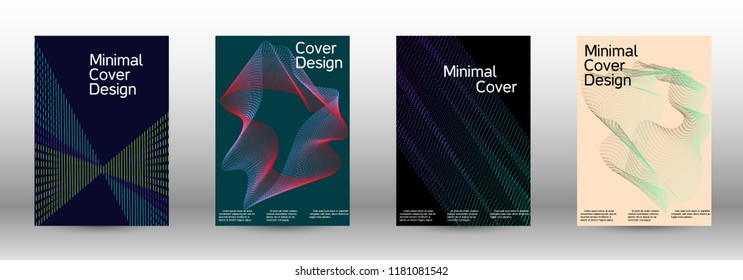 Cover design template set of a with abstract gradient linear waves. Fashionable style.  Sound flyer for creating a fashionable abstract cover, banner,poster.