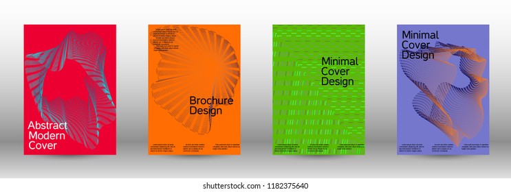 Cover design template set of a  with abstract gradient linear waves.Fashionable style. The background with is suitable for creating a banner, poster, booklet, catalog.