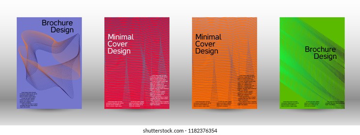 Cover design template set of a  with abstract gradient linear waves.Fashionable style. The background with is suitable for creating a banner, poster, booklet, catalog.