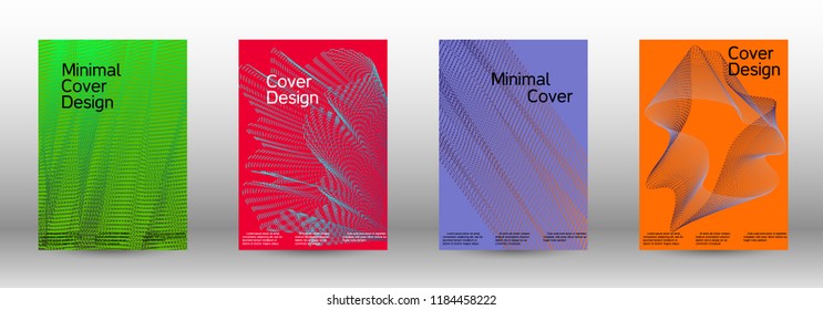 Cover design template set of a  with abstract gradient linear waves.Fashionable style. The background with is suitable for creating a banner, poster, booklet, catalog.