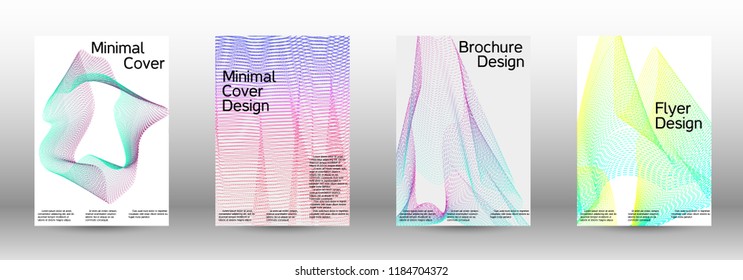 Cover design template set of a with abstract gradient linear waves. Fashionable style.  Suitable for creating a fashionable abstract cover, banner, poster.