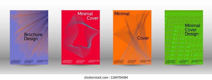 Cover design template set of a  with abstract gradient linear waves.Fashionable style. The background with is suitable for creating a banner, poster, booklet, catalog.