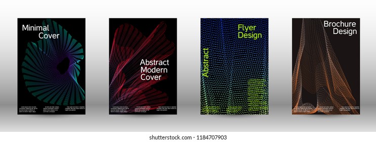 Cover design template set of a with abstract gradient linear waves. Fashionable style.  Sound flyer for creating a fashionable abstract cover, banner,poster.