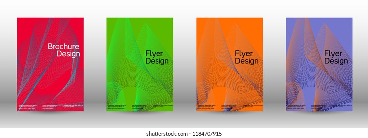 Cover design template set of a  with abstract gradient linear waves.Fashionable style. The background with is suitable for creating a banner, poster, booklet, catalog.