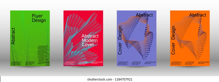 Cover design template set of a  with abstract gradient linear waves.Fashionable style. The background with is suitable for creating a banner, poster, booklet, catalog.
