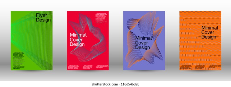 Cover design template set of a  with abstract gradient linear waves.Fashionable style. The background with is suitable for creating a banner, poster, booklet, catalog.