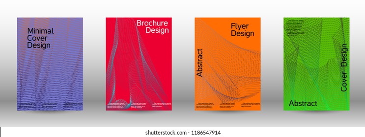 Cover design template set of a  with abstract gradient linear waves.Fashionable style. The background with is suitable for creating a banner, poster, booklet, catalog.