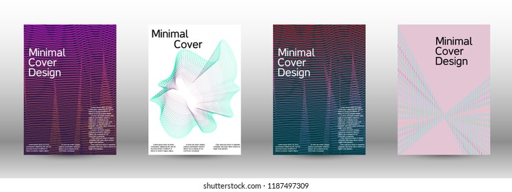 Cover design template set of a with abstract gradient linear waves. Fashionable style.  Suitable for creating a fashionable abstract cover, banner, poster.