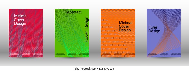 Cover design template set of a  with abstract gradient linear waves.Fashionable style. The background with is suitable for creating a banner, poster, booklet, catalog.