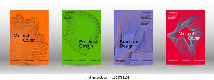 Cover design template set of a  with abstract gradient linear waves.Fashionable style. The background with is suitable for creating a banner, poster, booklet, catalog.