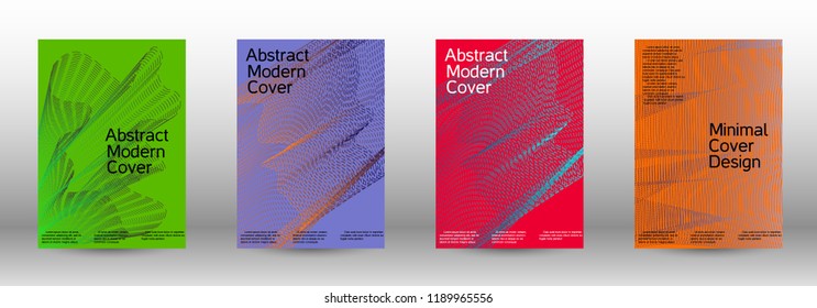 Cover design template set of a  with abstract gradient linear waves.Fashionable style. The background with is suitable for creating a banner, poster, booklet, catalog.