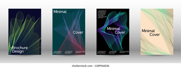 Cover design template set of a with abstract gradient linear waves. Fashionable style.  Sound flyer for creating a fashionable abstract cover, banner,poster.