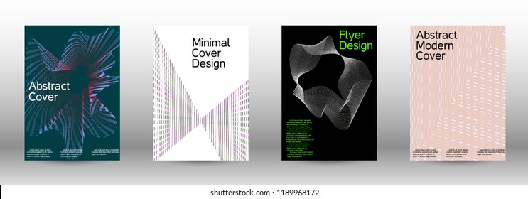 Cover design template set of a with abstract gradient linear waves. Fashionable style.  Suitable for creating a fashionable abstract cover, banner, poster.