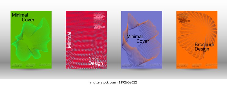 Cover design template set of a  with abstract gradient linear waves.Fashionable style. The background with is suitable for creating a banner, poster, booklet, catalog.